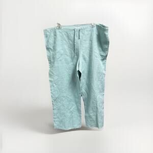 Mifresia Aqua Blue Linen Pants Womens Size 14 Lightweight Beachy Casual Coastal